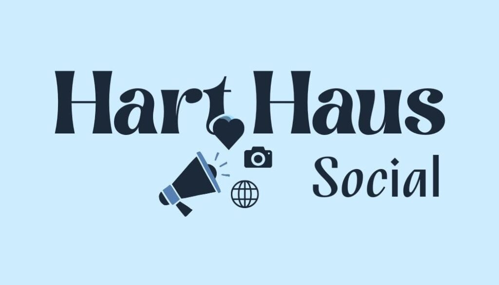 Hart Haus Social logo. Heart, camera, and website icon.